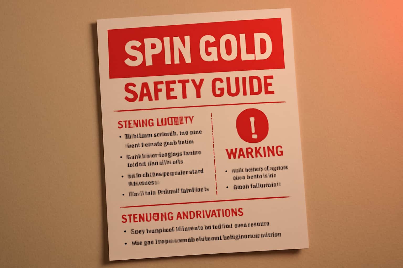 An educational image depicting the Spin Gold Safety Guide.