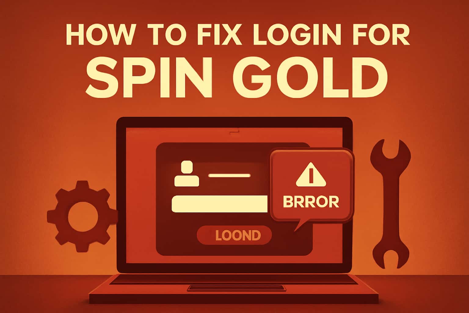 Informative scene on fixing login issues for Spin Gold app.