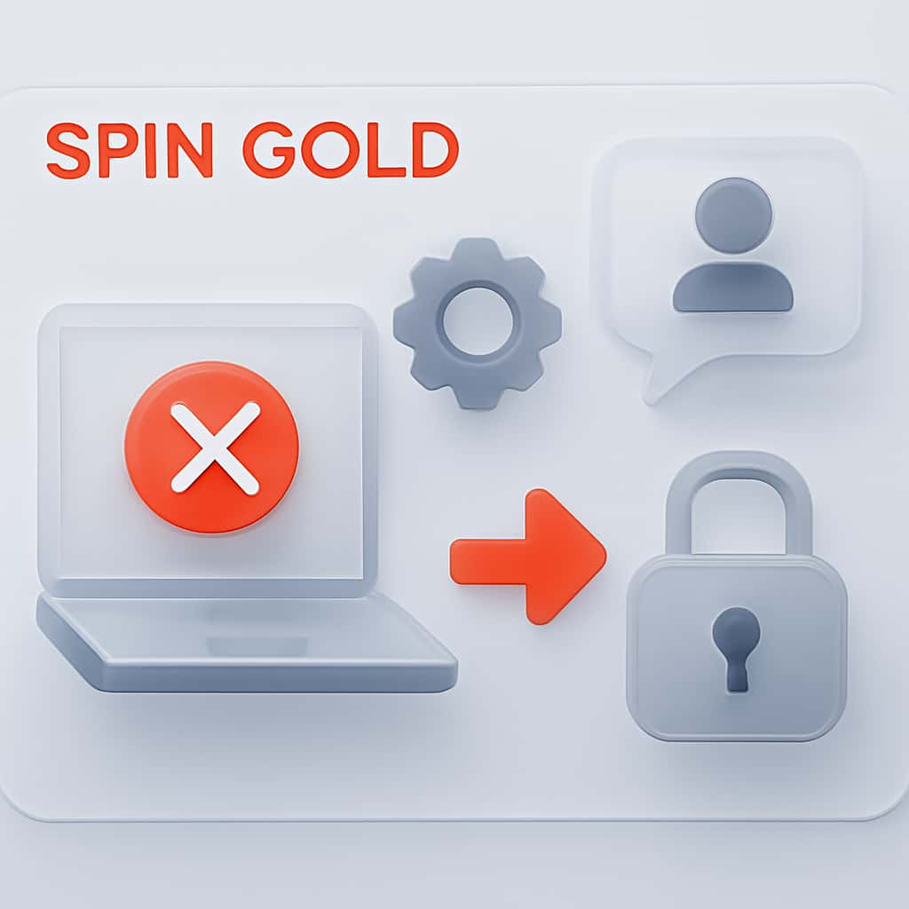 Illustration showing steps to fix login for Spin Gold.