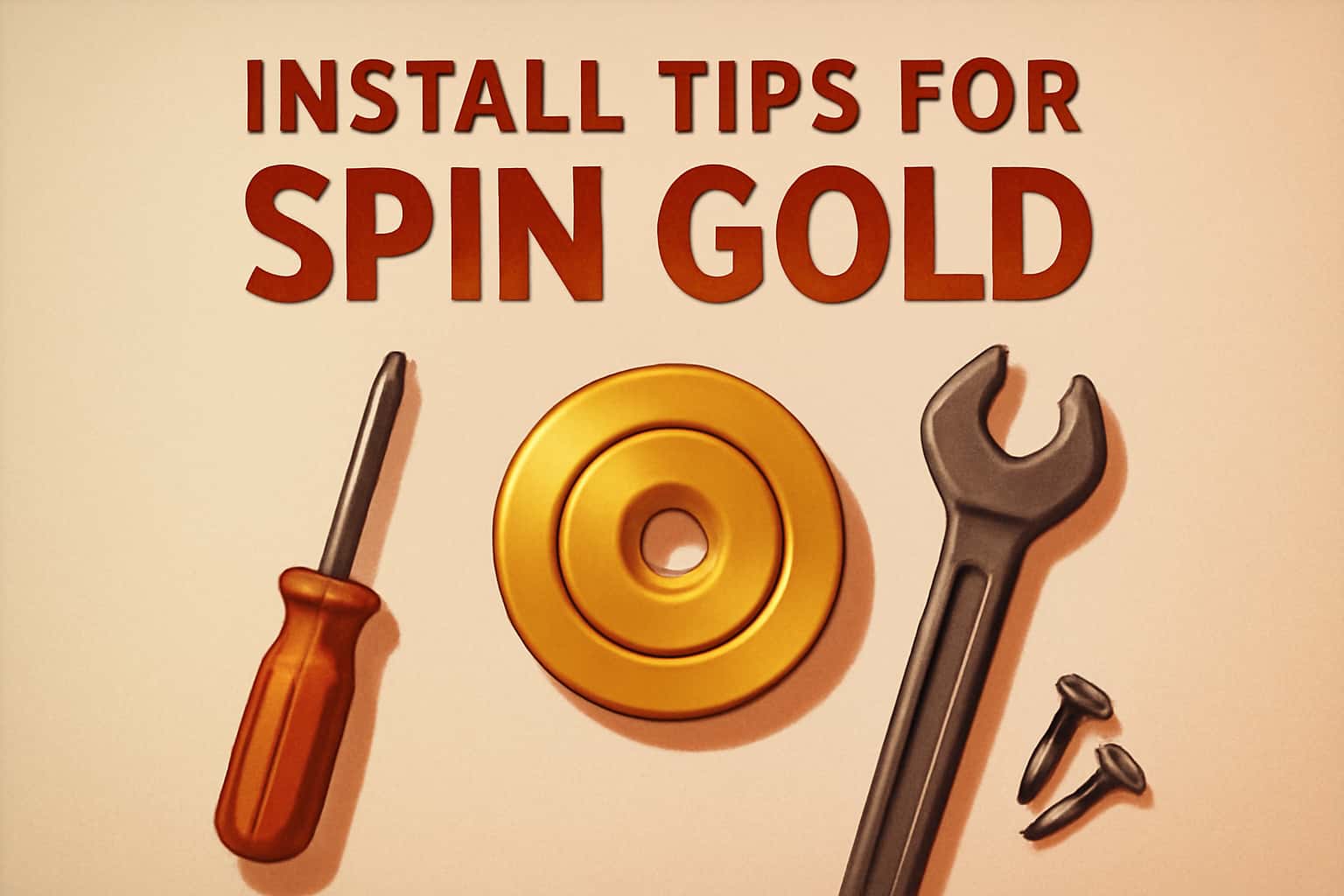 A futuristic visual representation of installation tips for the Spin Gold app.