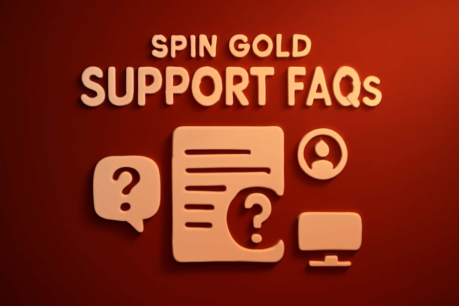 A neutral scene depicting the Spin Gold Support FAQs with clear branding.