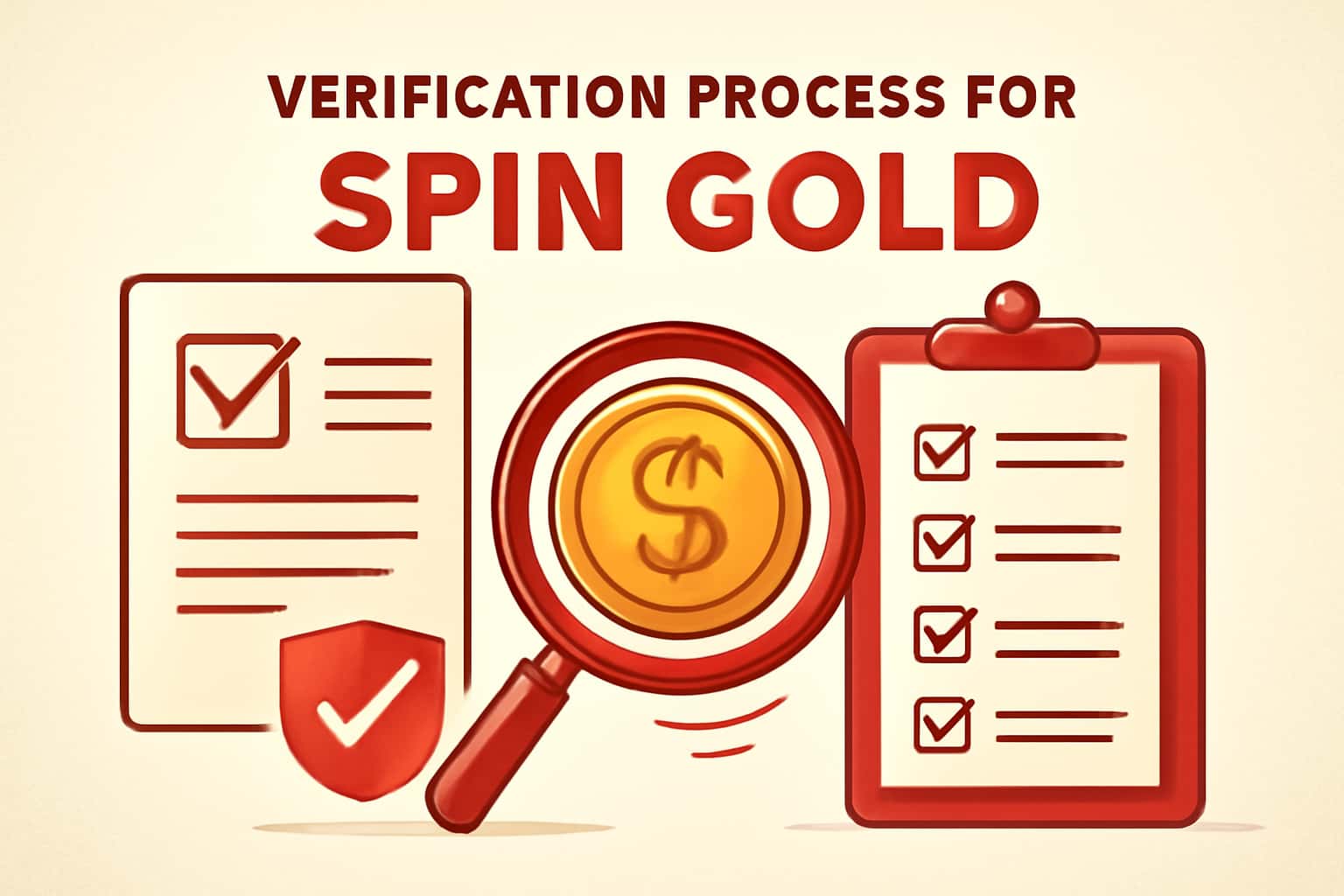 An informational illustration about the verification process for the Spin Gold application.